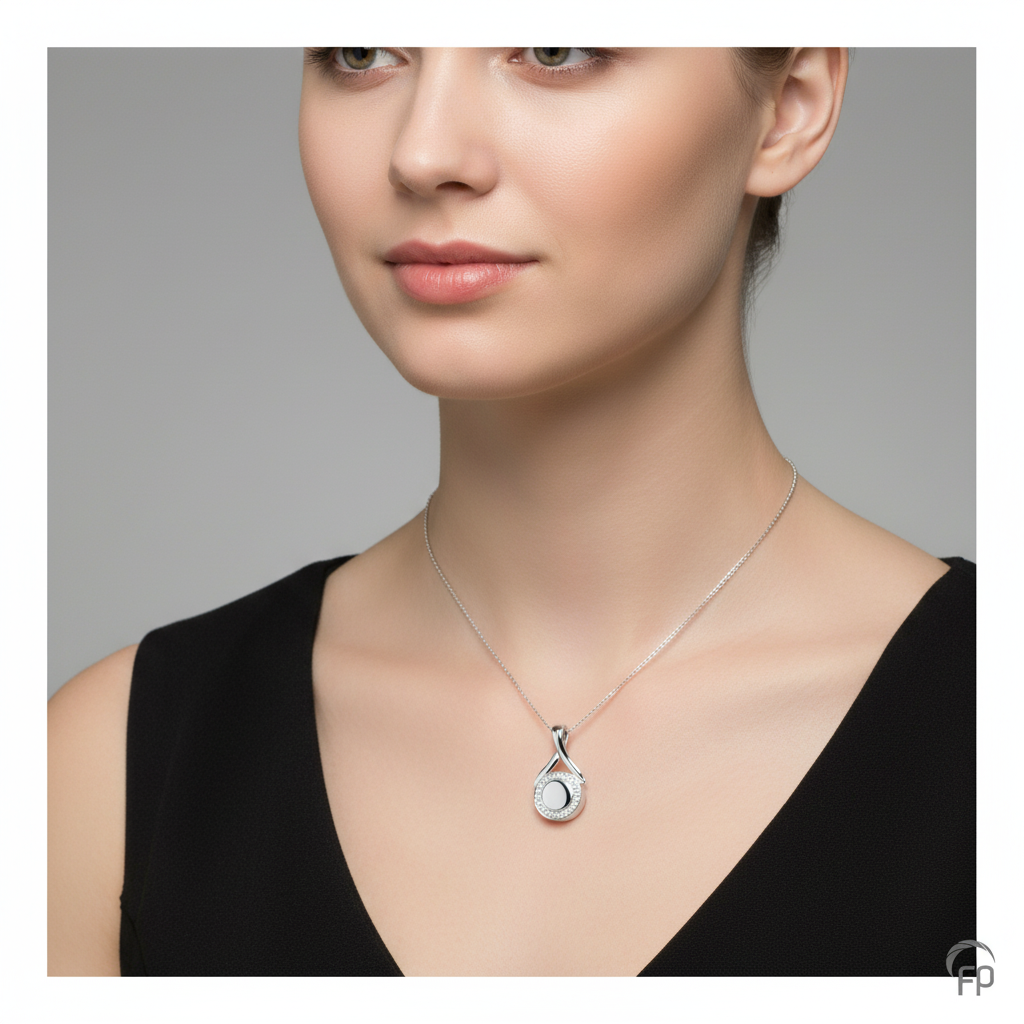 Ashanger rond met zirkonia steentjes